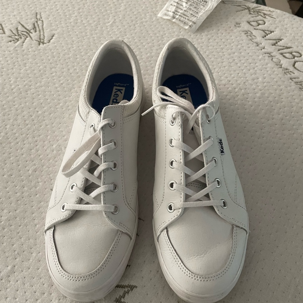 Keds White Leather Center Lace Up Sneaker